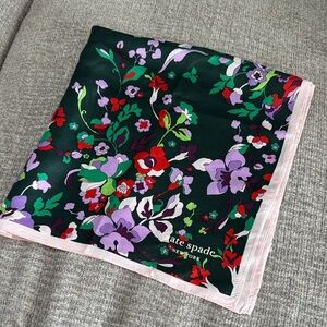Kate Spade Floral Square Silk Scarf - Green, Red, Purple, Pink
